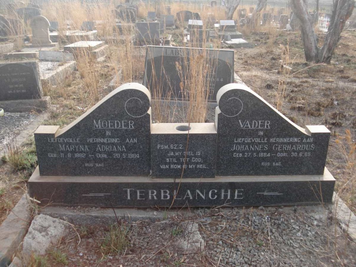 TERBLANCHE Johannes Gerhardus 1884-1965 &amp; Maryna Adriana 1882-19?4