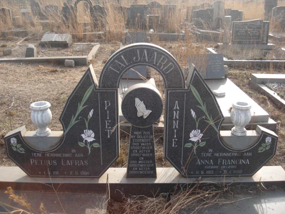 TALJAARD Petrus Lafras 1911-1984 &amp; Anna Francina CILLIERS 1913-1992