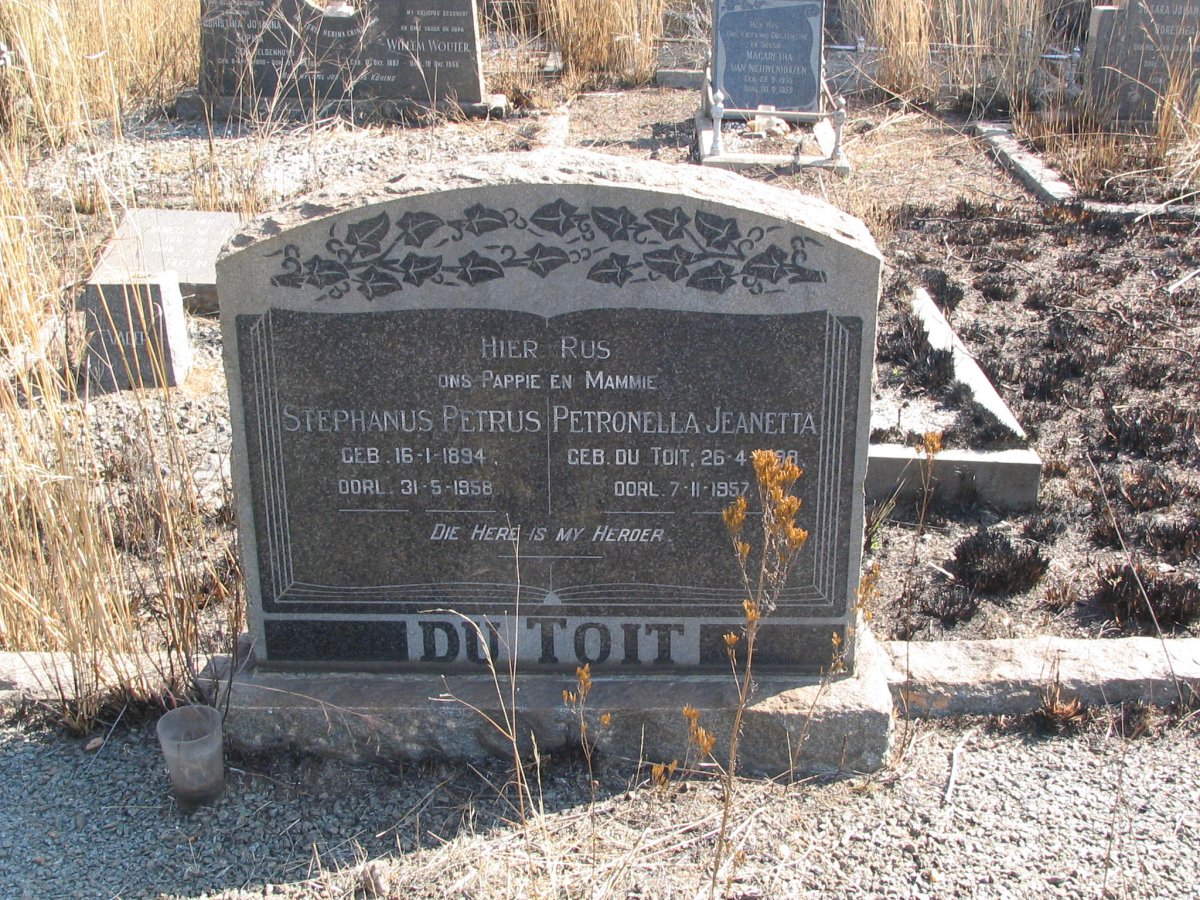 TOIT Stephanus Petrus, du 1894-1958 &amp; Petronella Jeanetta DU TOIT 1898-1957