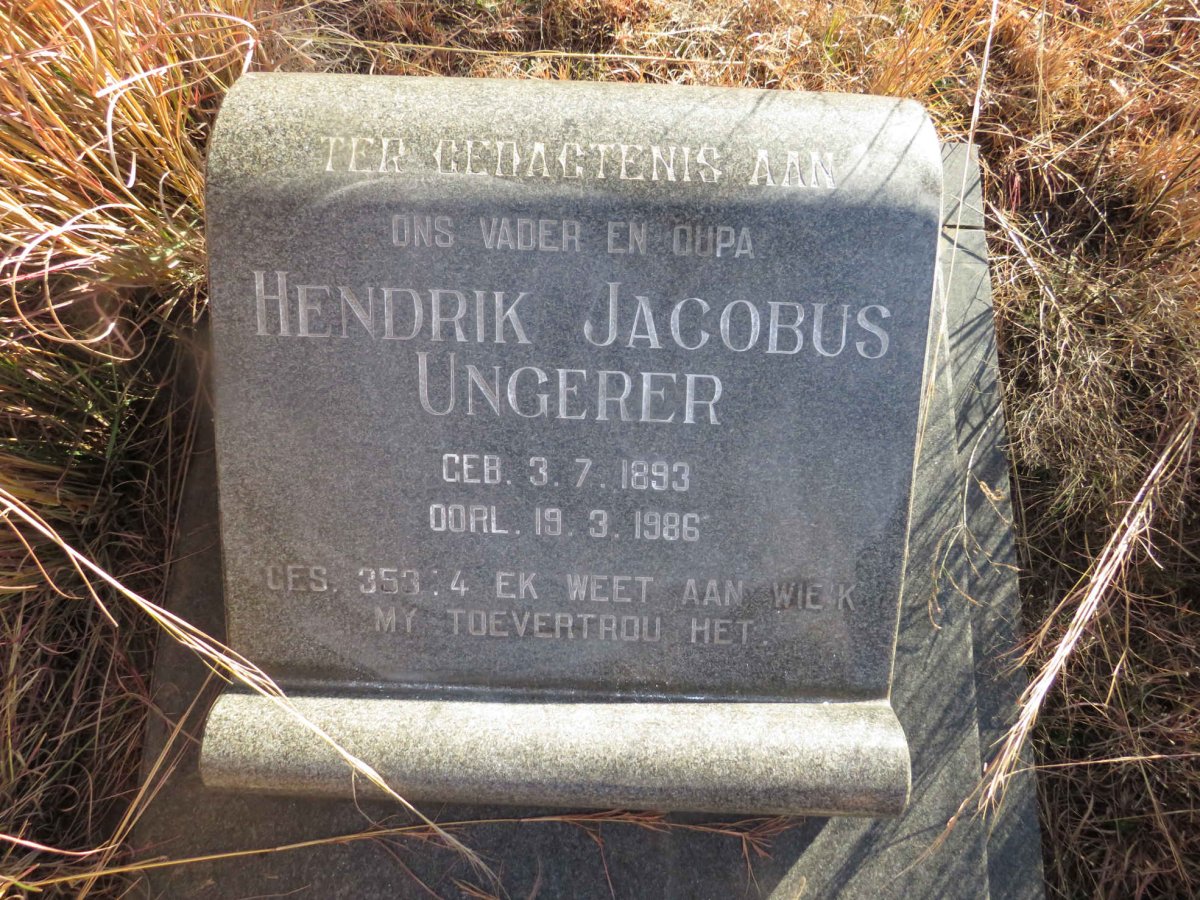 UNGERER Hendrik Jacobus 1893-1986