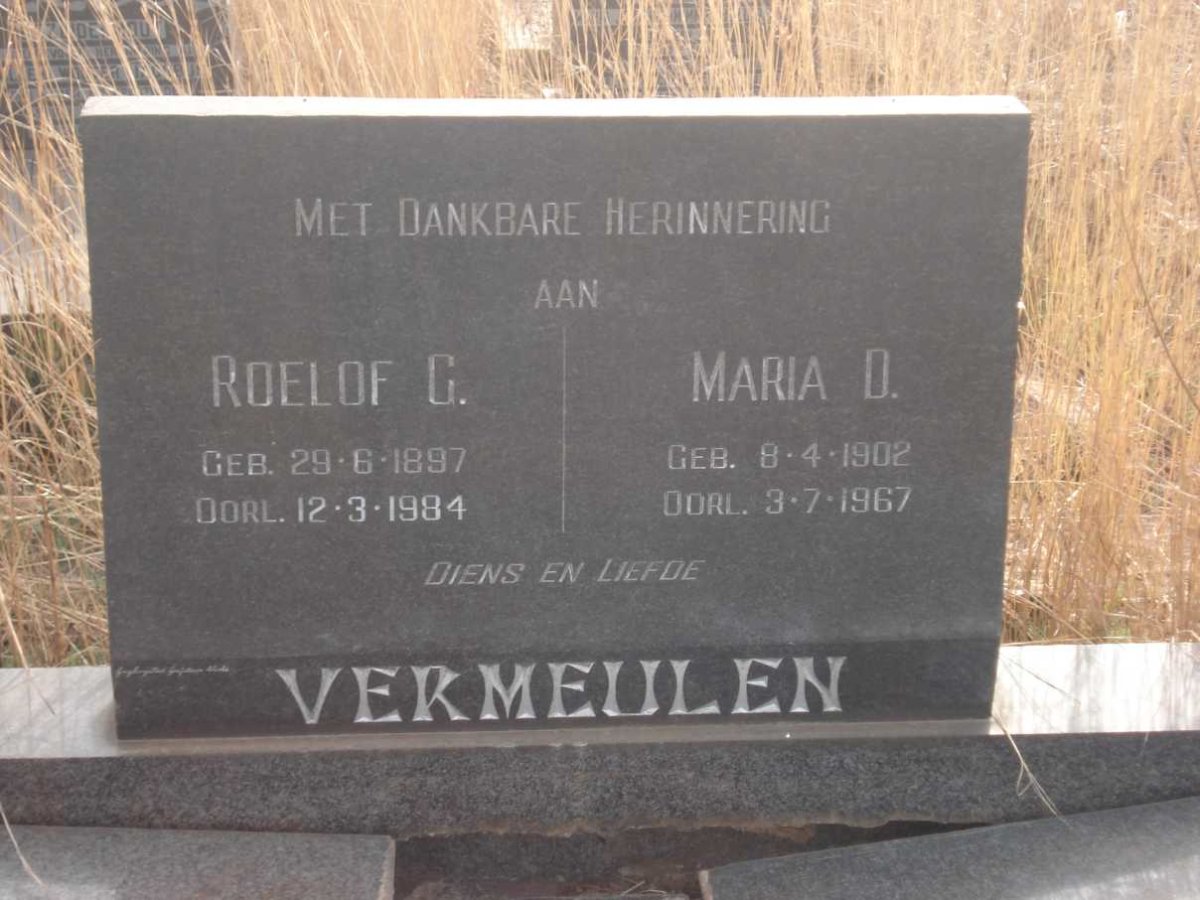 VERMEULEN Roelof G. 1897-1984 &amp; Maria D. 1902-1967