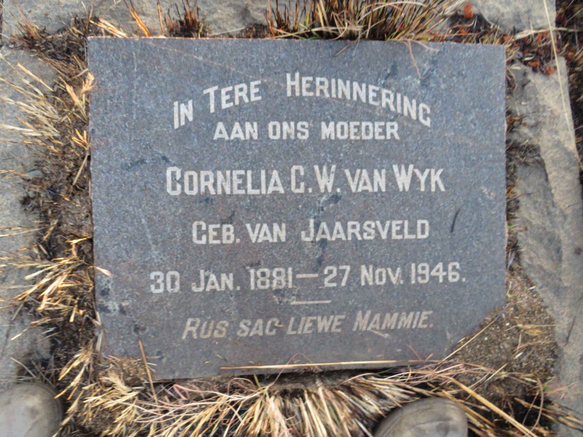 WYK Cornelia C.W., van nee VAN JAARSVELD 1881-1946