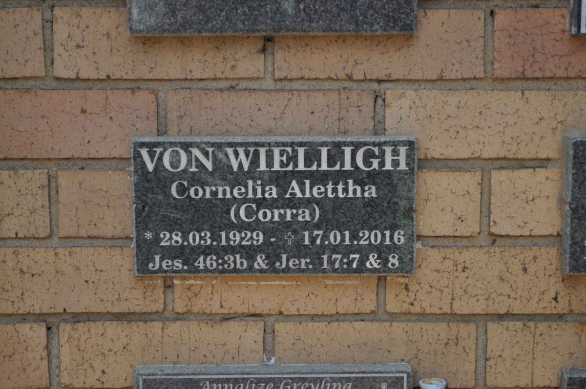 WIELLIGH Cornelia Alettha, von 1929-2016