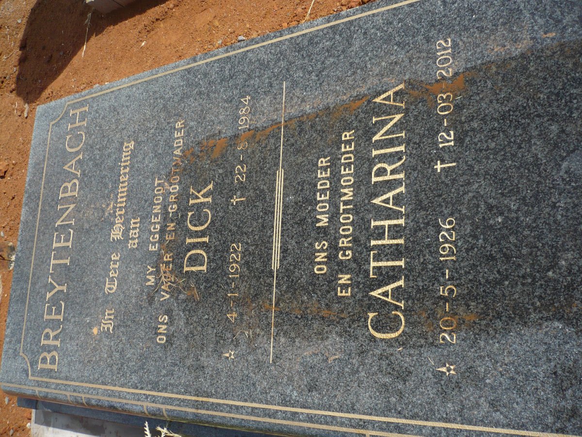 BREYTENBACH Dick 1922-1984 &amp; Catharina 1926-2012