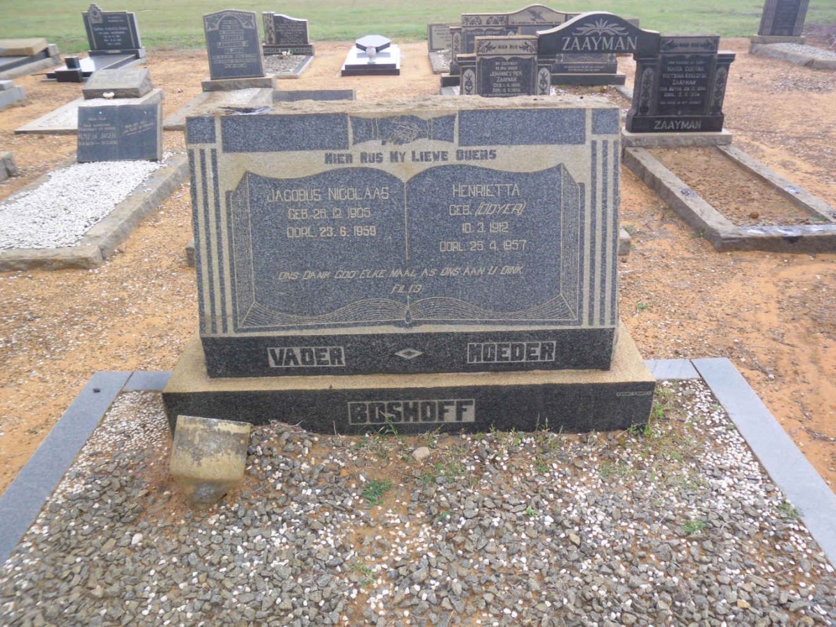 BOSHOFF Jacobus Nicolaas 1905-1959 &amp; Henrietta DOYER 1912-1957