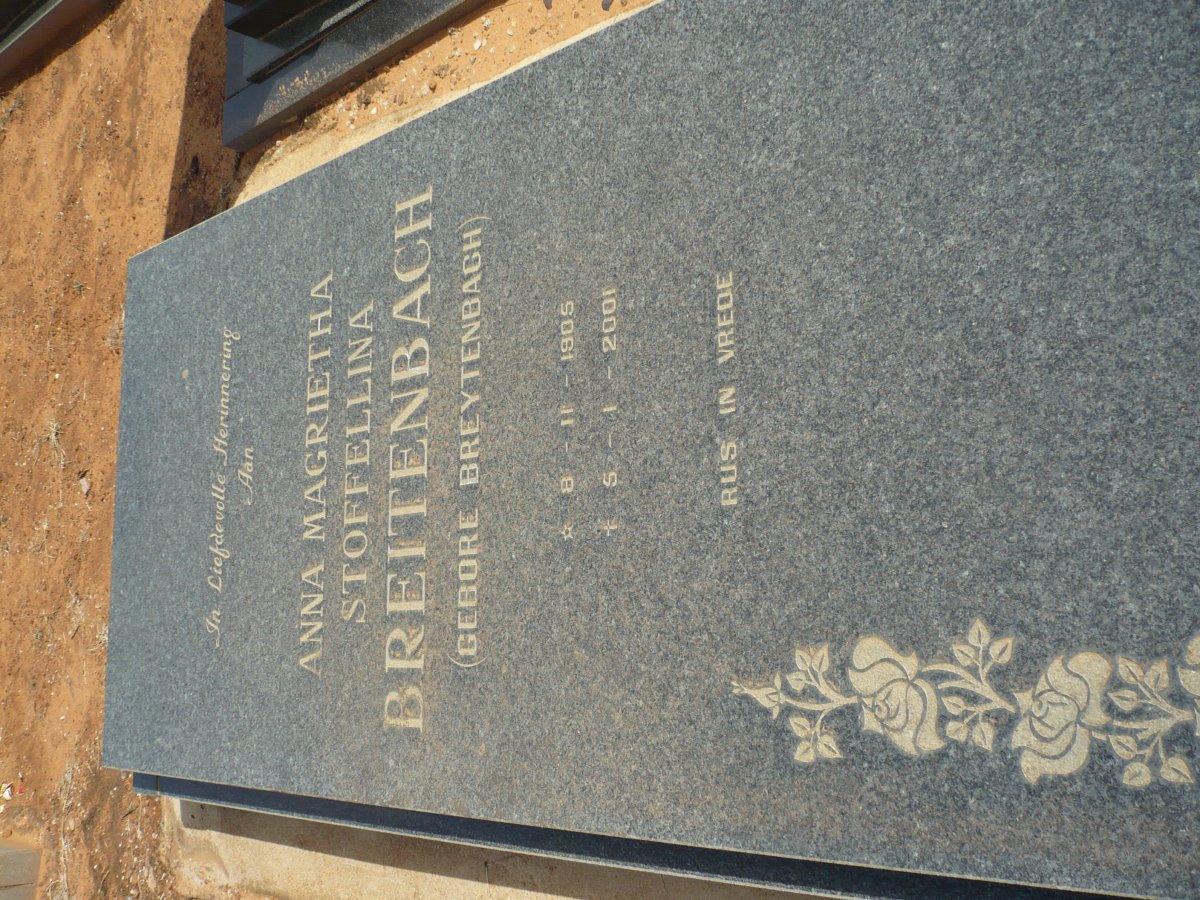 BREITENBACH Anna Magrietha Stoffellina nee BREYTENBACH 1905-2001
