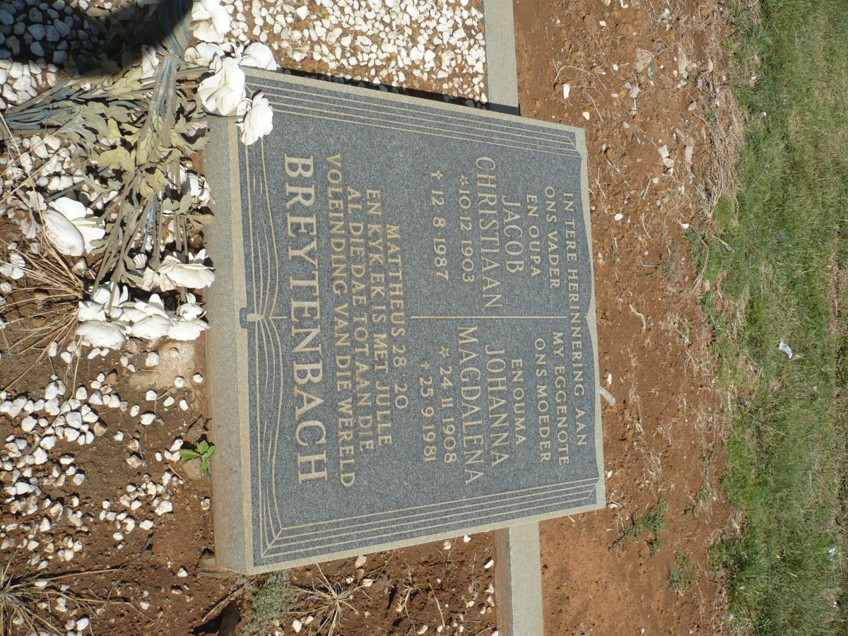 BREYTENBACH Jacob Christiaan 1903-1987 &amp; Johanna Magdalena 1908-1981
