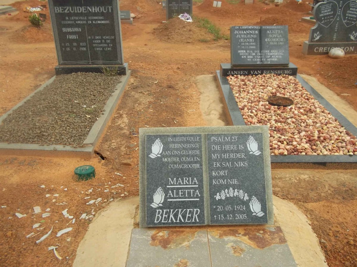 BEKKER Maria Aletta 1924-2005