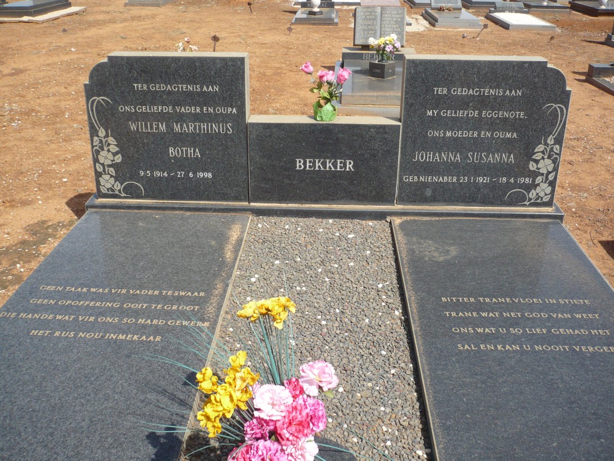 BEKKER Willem Marthinus Botha 1914-1998 &amp; Johanna Susanna NIENABER 1921-1981