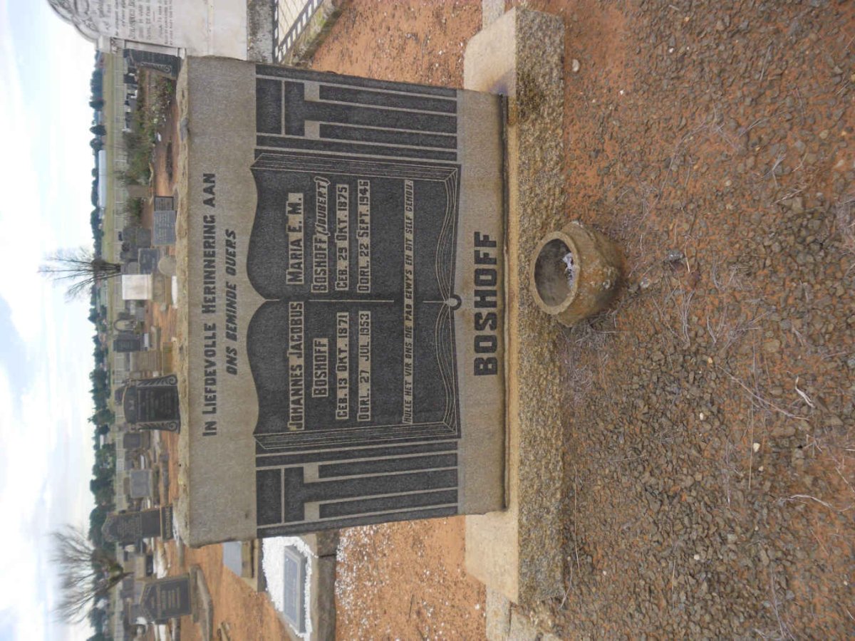 BOSHOFF Johannes Jacobus 1871-1953 &amp; Maria E.M. JOUBERT 1875-1946