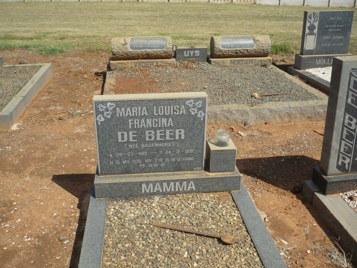 BEER Maria Louisa Francina, de nee BADENHORST 1919-1991