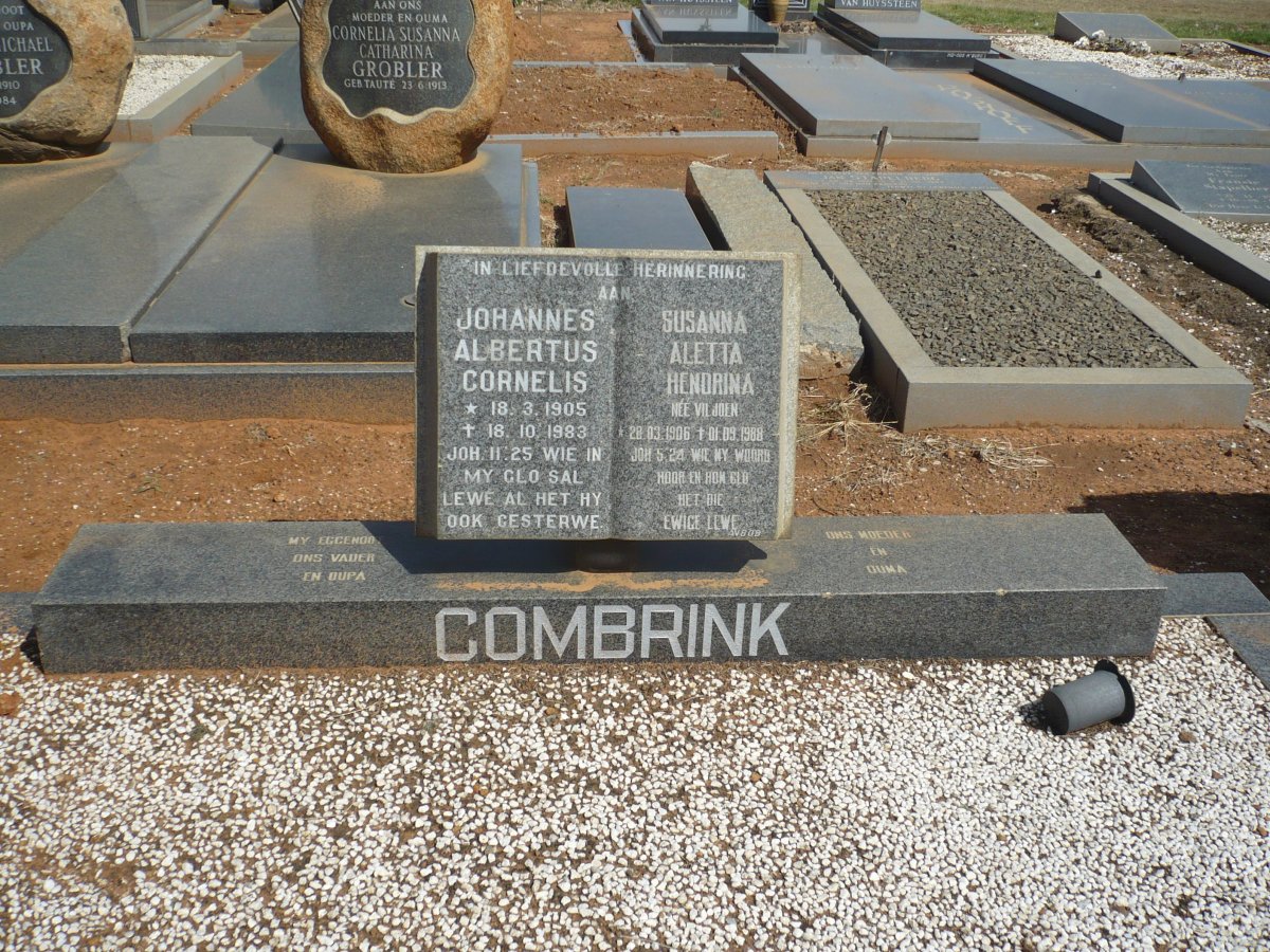 COMBRINK Johannes Albertus Cornelis 1905-1983 &amp; Susanna Aletta Hendrina VILJOEN 1906-1988