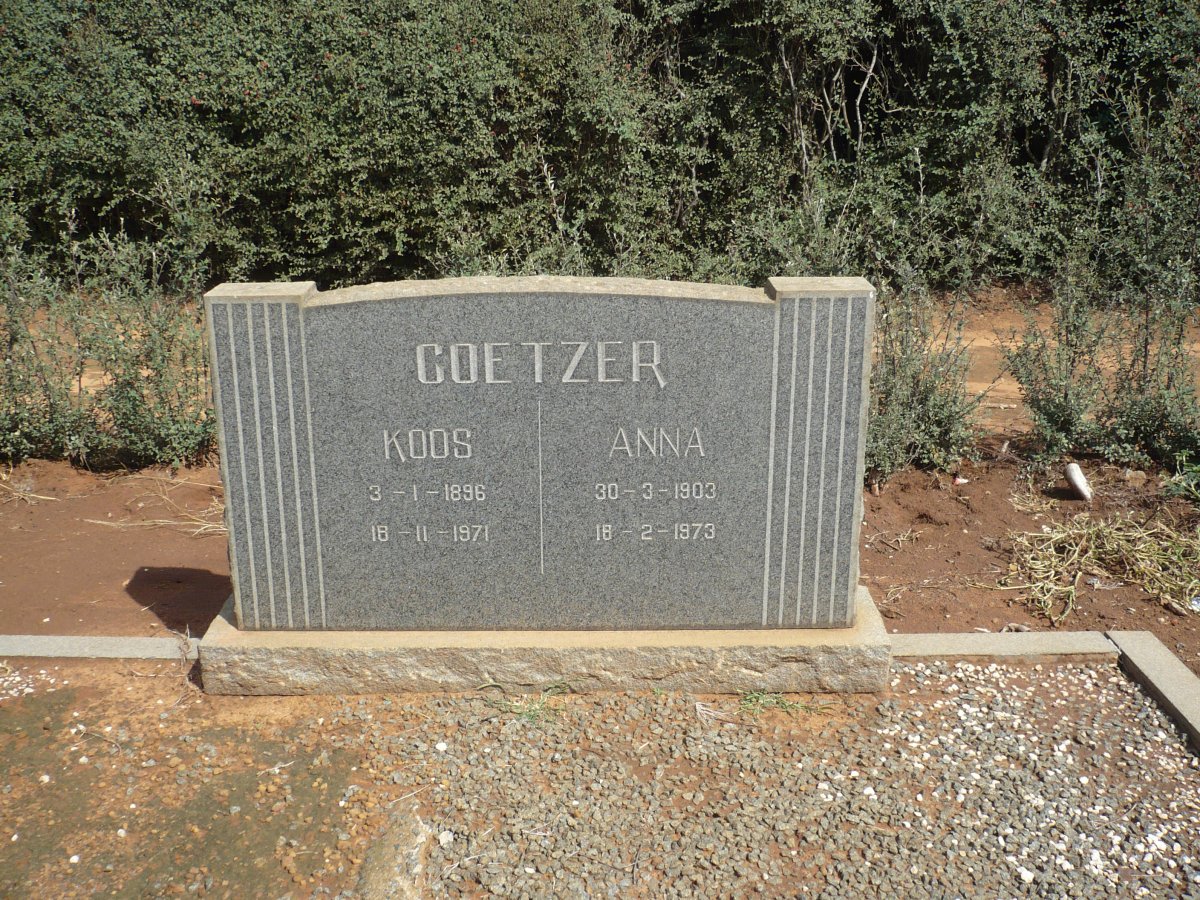 COETZER Koos 1896-1971 &amp; Anna 1903-1973