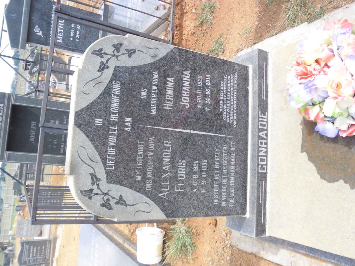 CONRADIE Alexander Floris 1926-1995 &amp; Hermina Johanna 1928-2014
