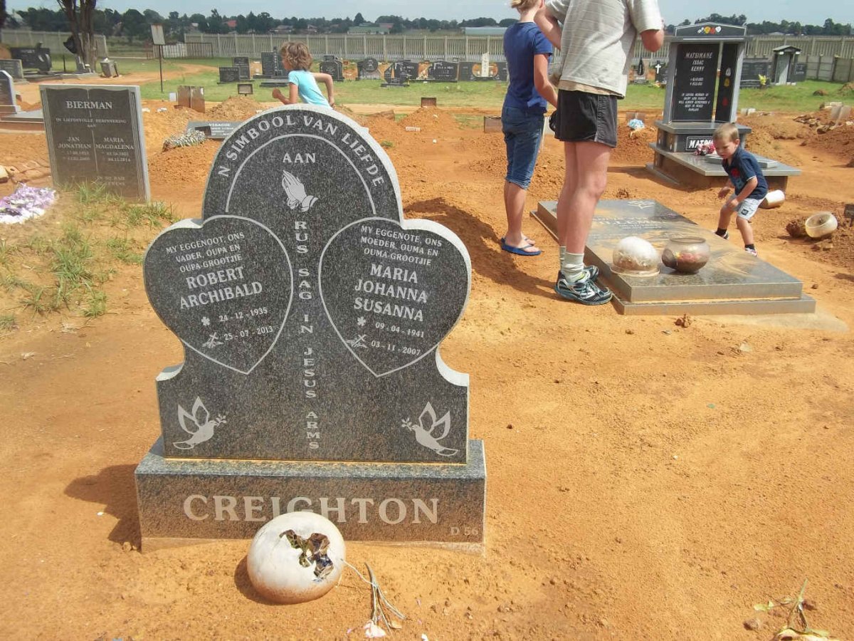 CREIGHTON Robert Archibald 1935-2013 &amp; Maria Johanna Susanna 1941-2007