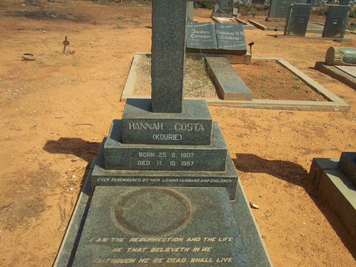 COSTA Hannah nee KOURIE 1907-1967