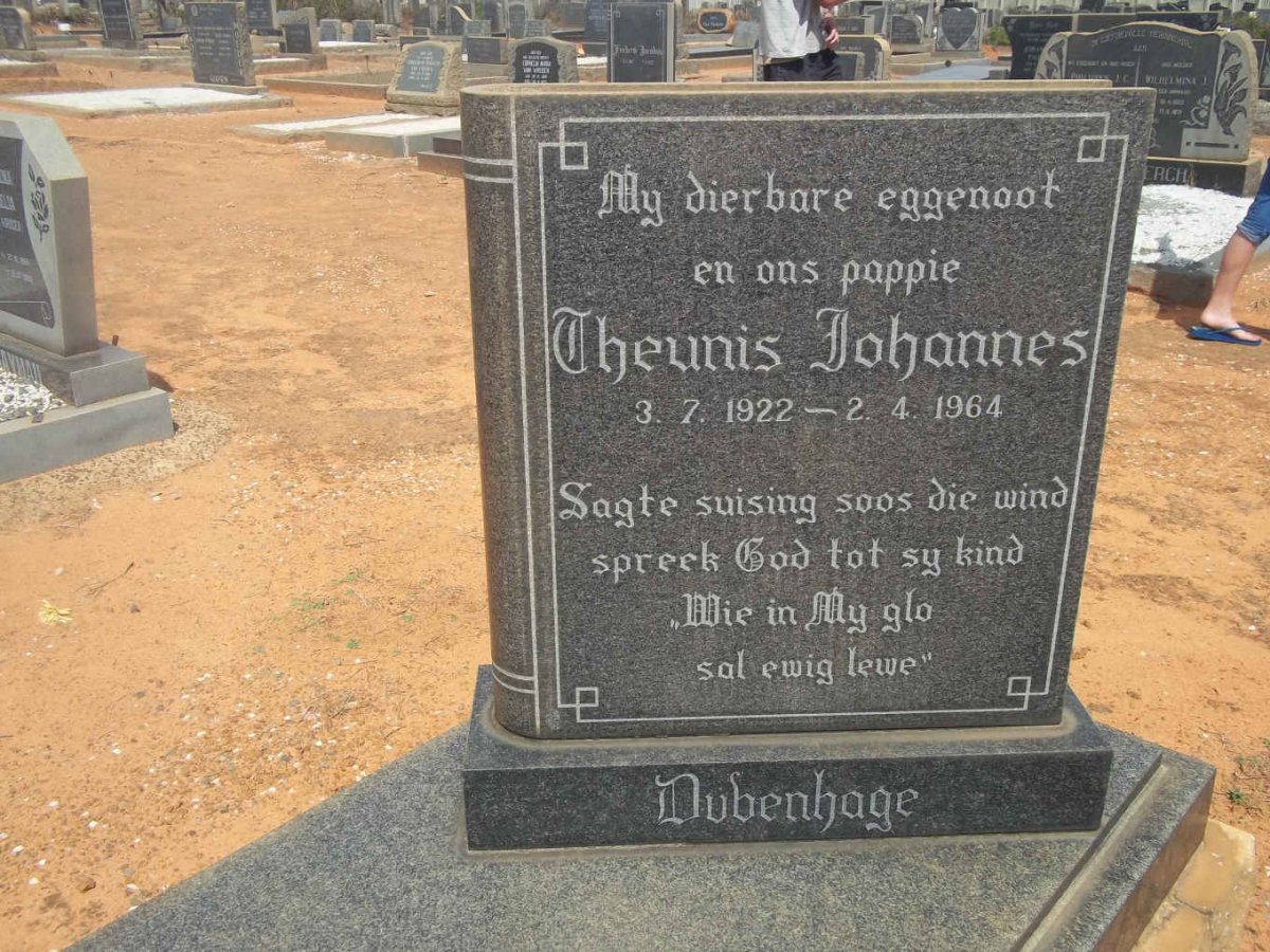 DUVENHAGE Theunis Johannes 1922-1964