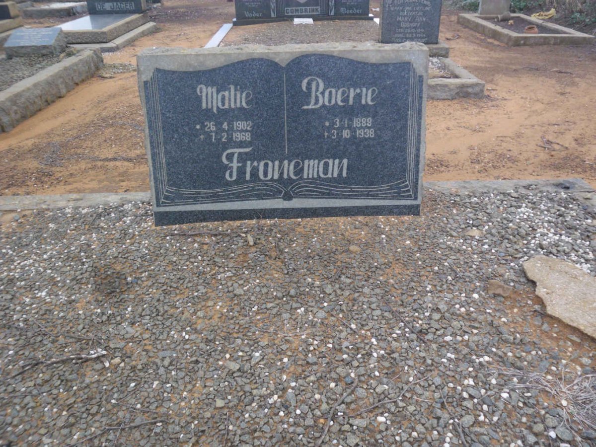 FRONEMAN Boerie 1888-1938 &amp; Malie 1902-1968