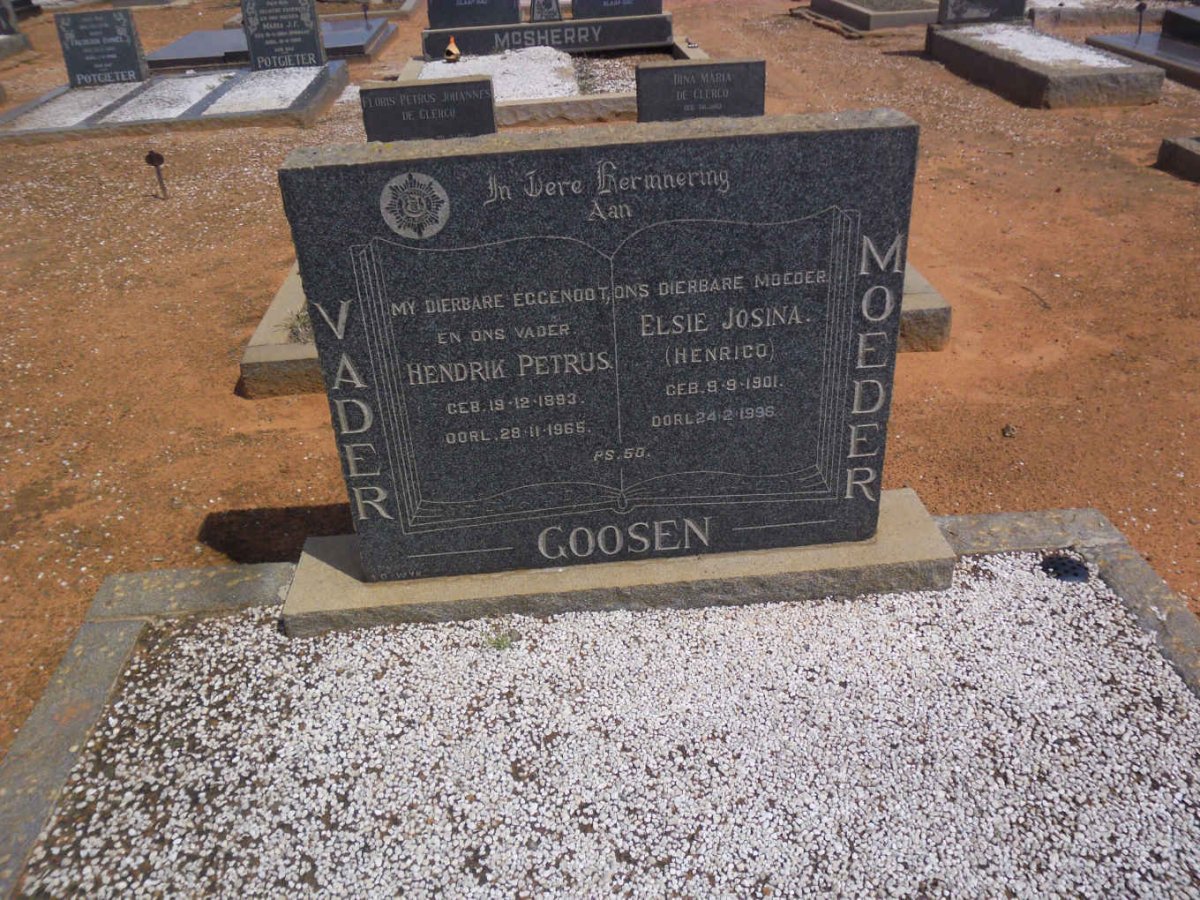 GOOSEN Hendrik Petrus 1893-1965 &amp; Elsie Josina HENRICO 1901-1996