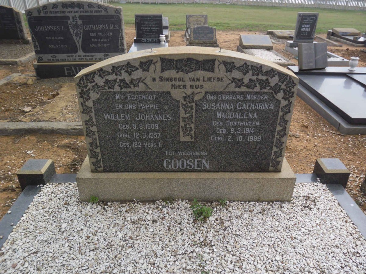 GOOSEN Willem Johannes 1909-1957 &amp; Susanna Catharina Magdalena OOSTHUIZEN 1914-1989