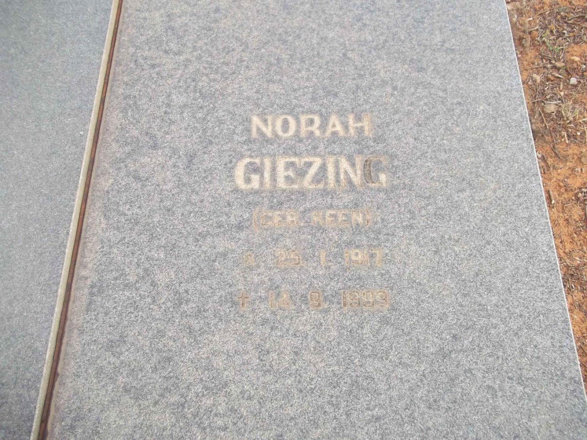 GIEZING Norah nee KEEN 1917-1989
