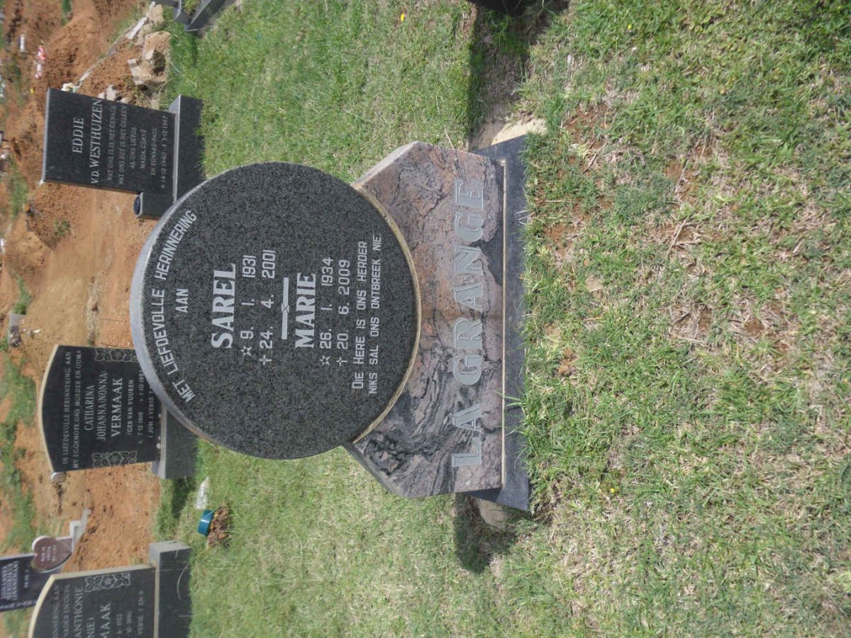 GRANGE Sarel, la 1931-2001 &amp; Marie 1934-2009