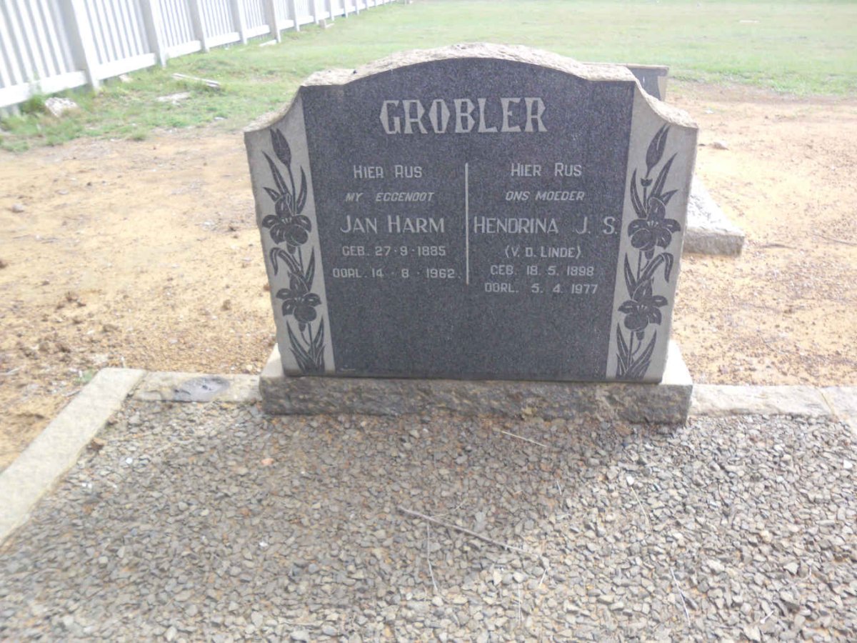 GROBLER Jan Harm 1885-1962 &amp; Hendrina J.S. V.D. LINDE 1898-1977