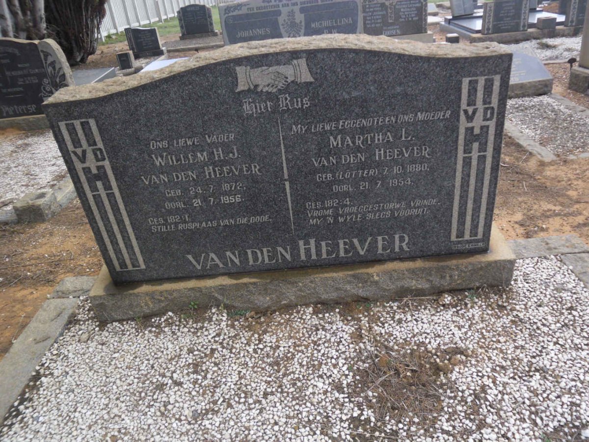 HEEVER Willem H.J., van den 1872-1956 &amp; Martha L. LÖTTER 1880-1954