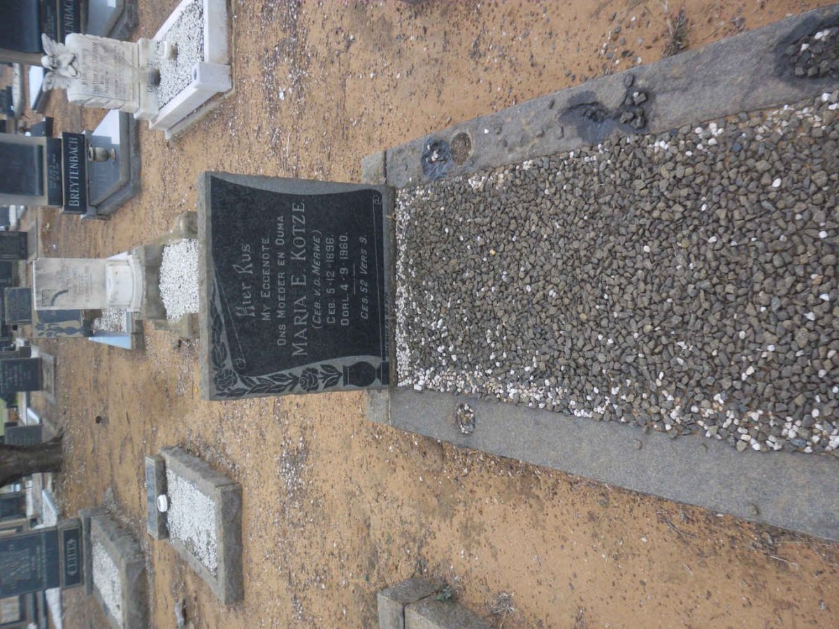 KOTZE Maria E. nee V.D. MERWE 1896-1960
