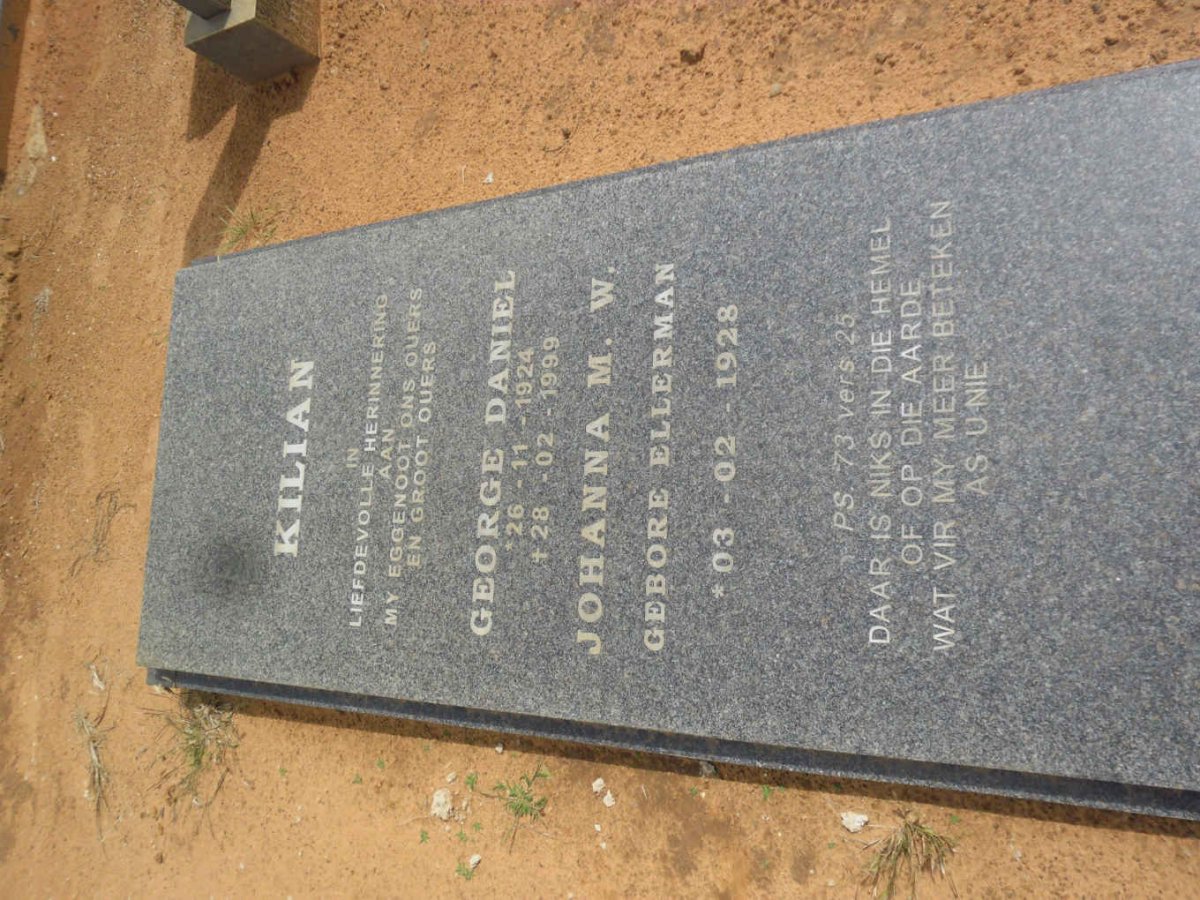 KILIAN George Daniel 1924-1999 &amp; Johanna M.W. ELLERMAN 1928-