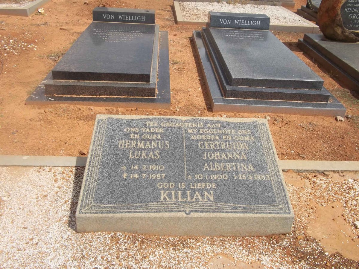 KILIAN Hermanus Lukas 1910-1987 &amp; Gertruida Johanna Albertina 1900-1983