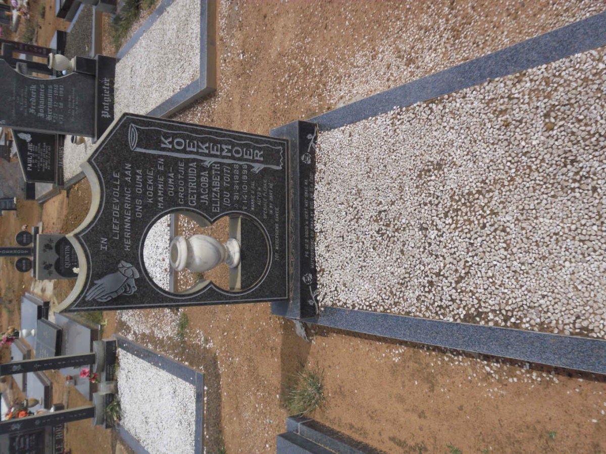 KOEKEMOER Gertruida Jacoba Elizabeth nee DU TOIT 1928-1998