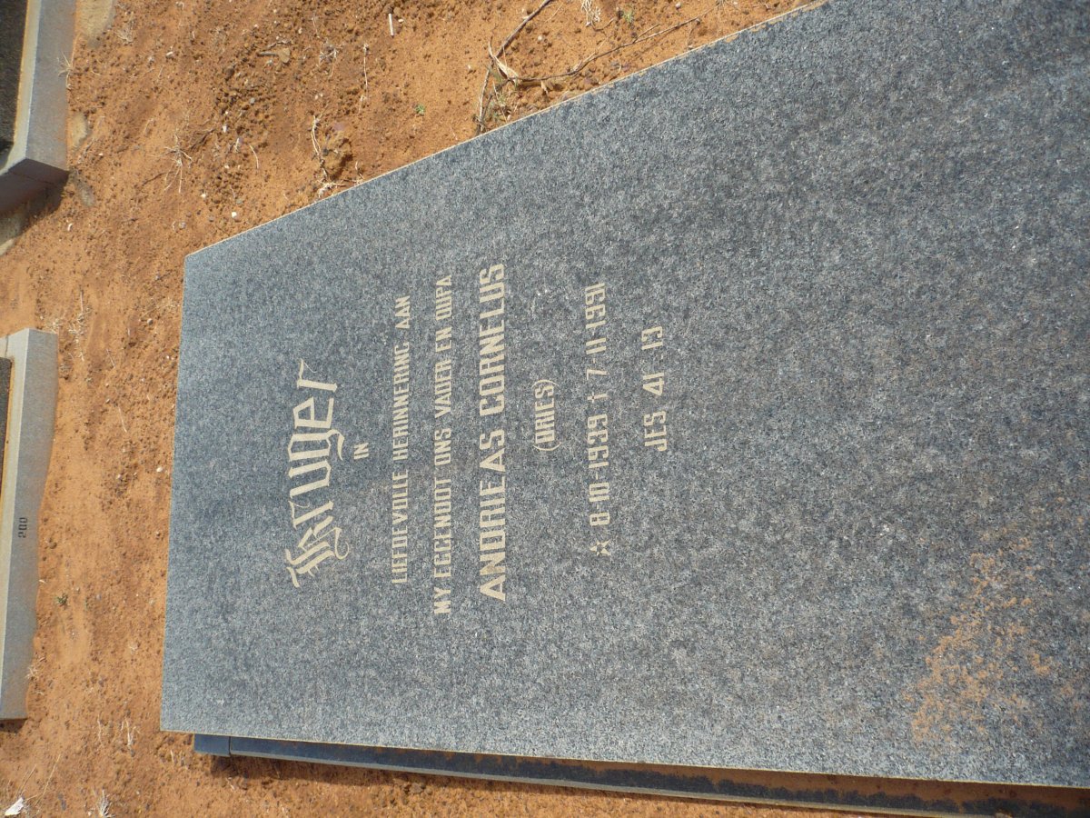 KRUGER Andrieas Cornelus 1939-1991