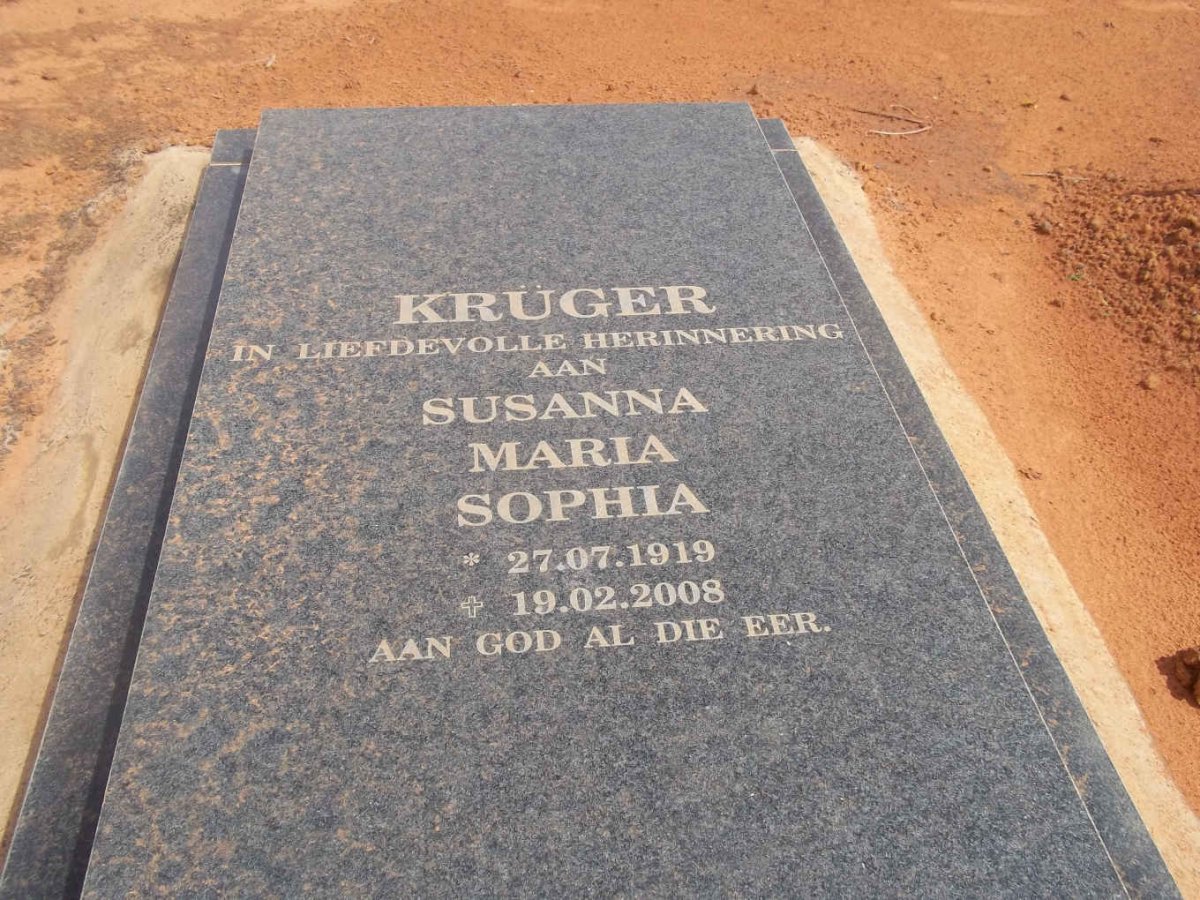 KRÜGER Susanna Maria Sophia 1919-2008