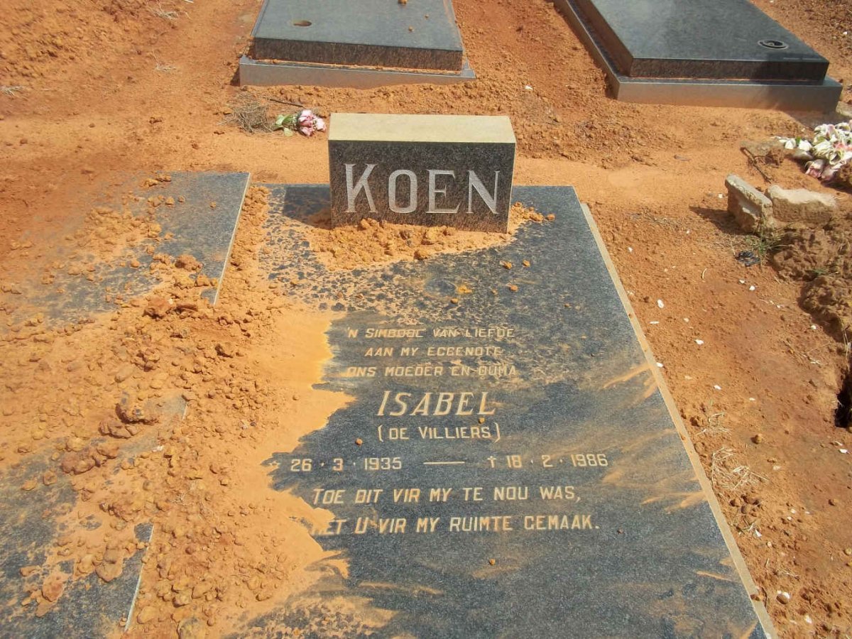 KOEN Isabel nee DE VILLIERS 1935-1986