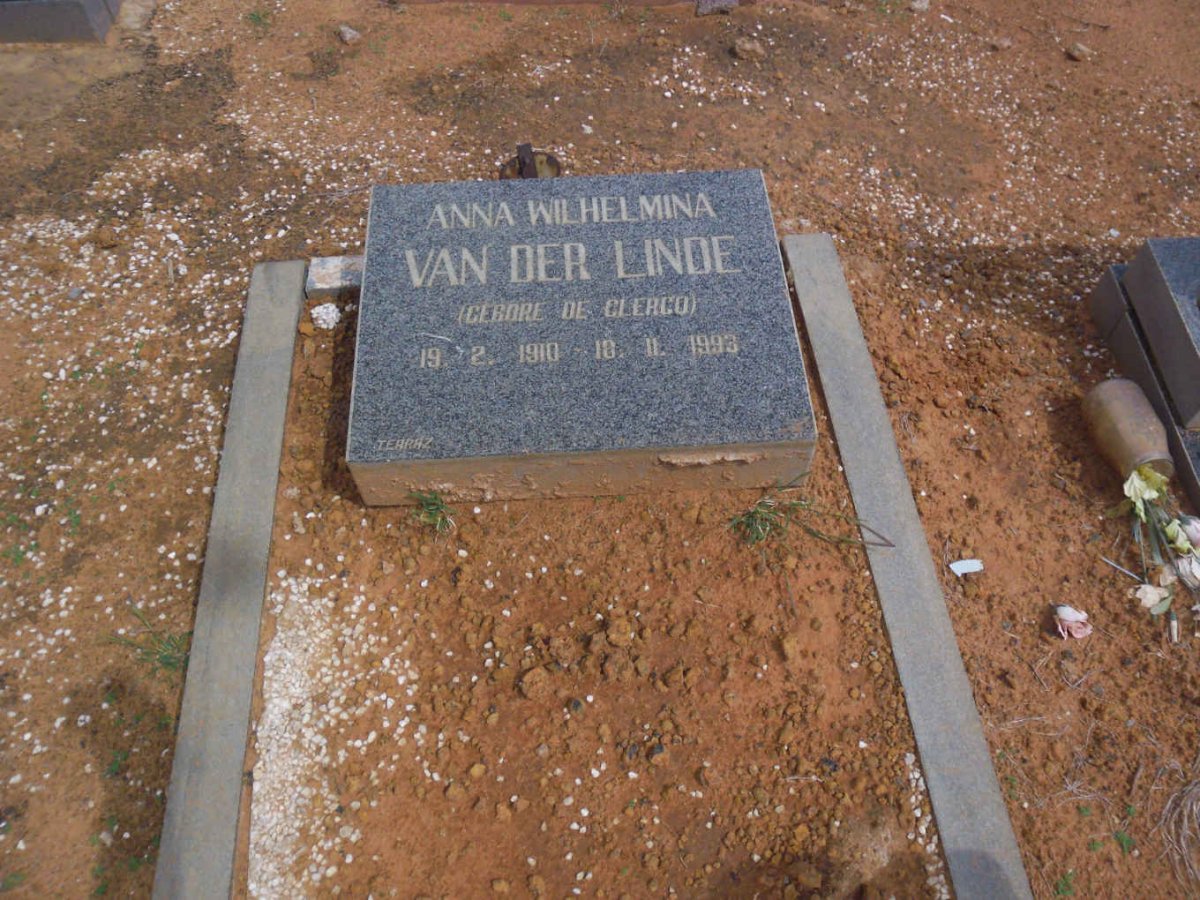 LINDE Anna Wilhelmina, van der nee DE CLERCQ 1910-1993