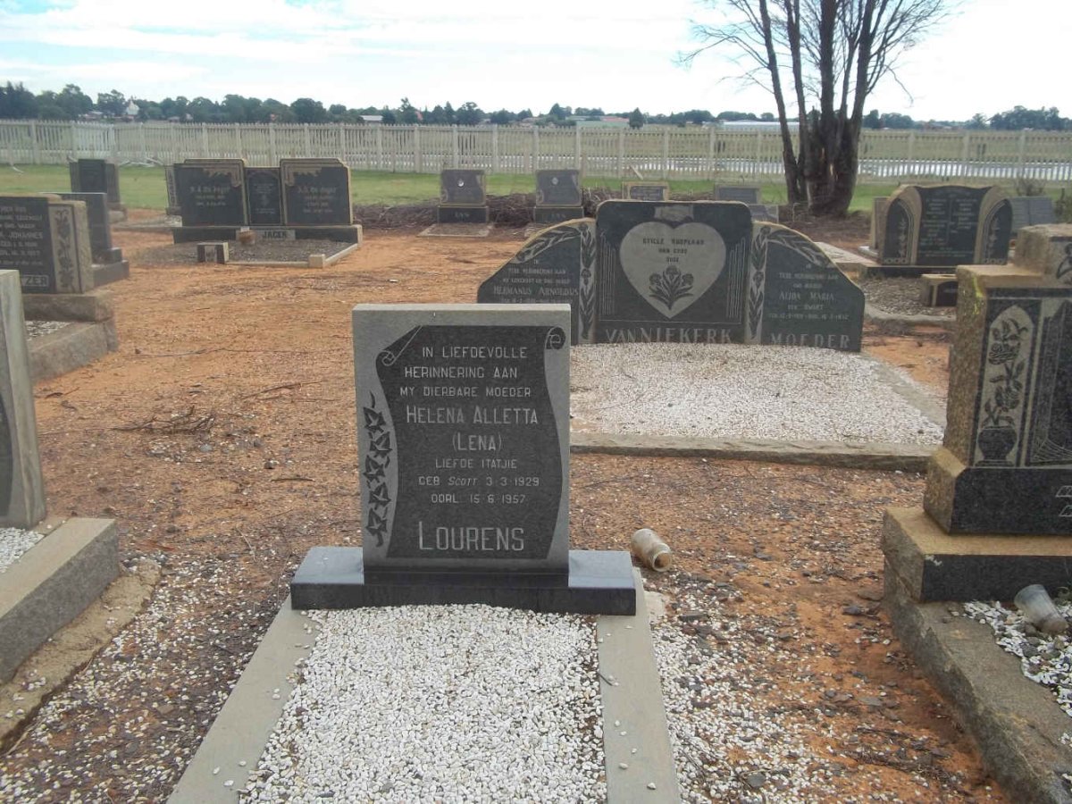LOURENS Helena Alletta nee SCOTT 1929-1957