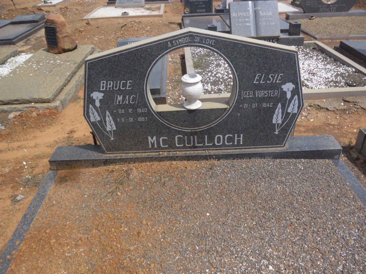 Mc CULLOCH Bruce 1940-1987 &amp; Elsie VORSTER 1942-
