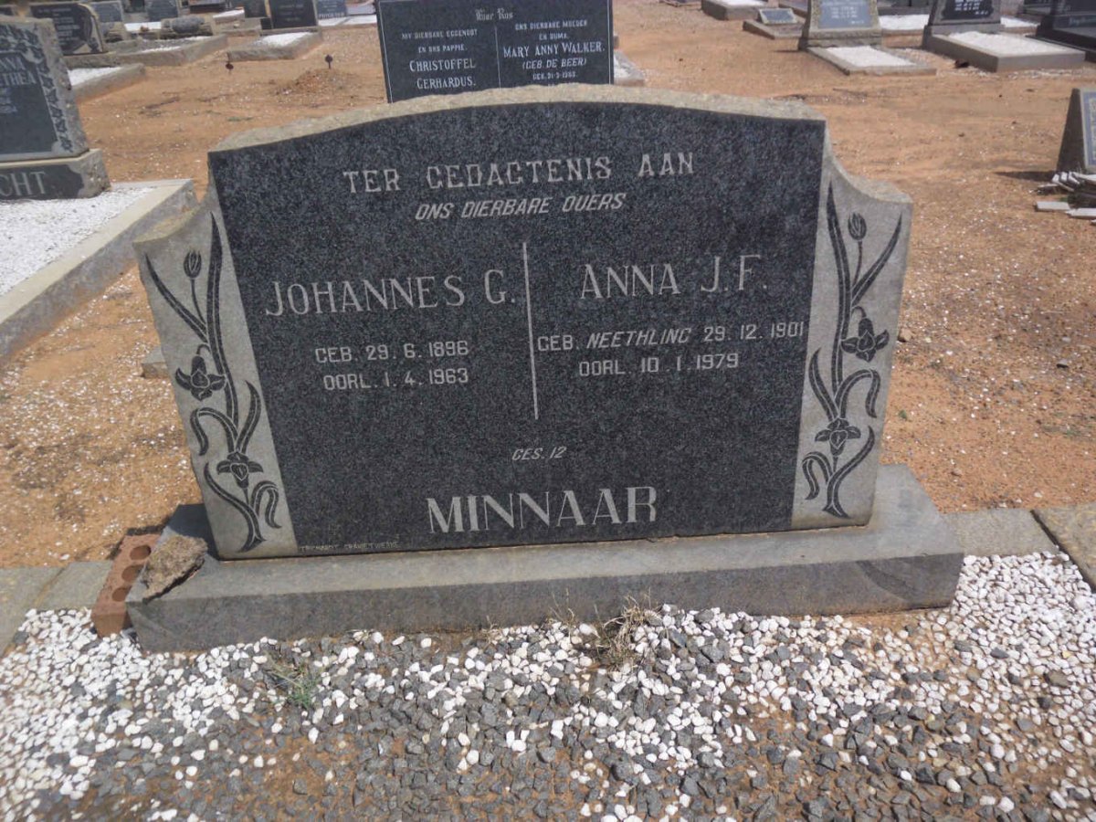 MINNAAR Johannes G. 1896-1963 &amp; Anna J.F. NEETHLING 1901-1979
