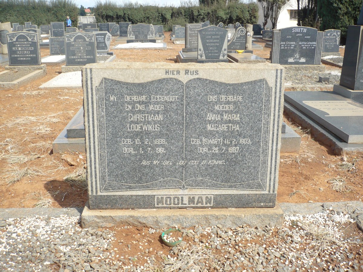 MOOLMAN Christiaan Lodewikus 1899-1961 &amp; Anna Maria Magaretha SWART 1903-1967