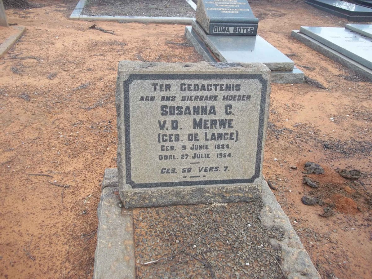 MERWE Susanna C., v.d. nee DE LANGE 1884-1954