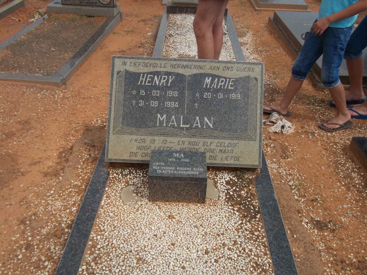MALAN Henry 1918-1994 &amp; Marie 1919-2005