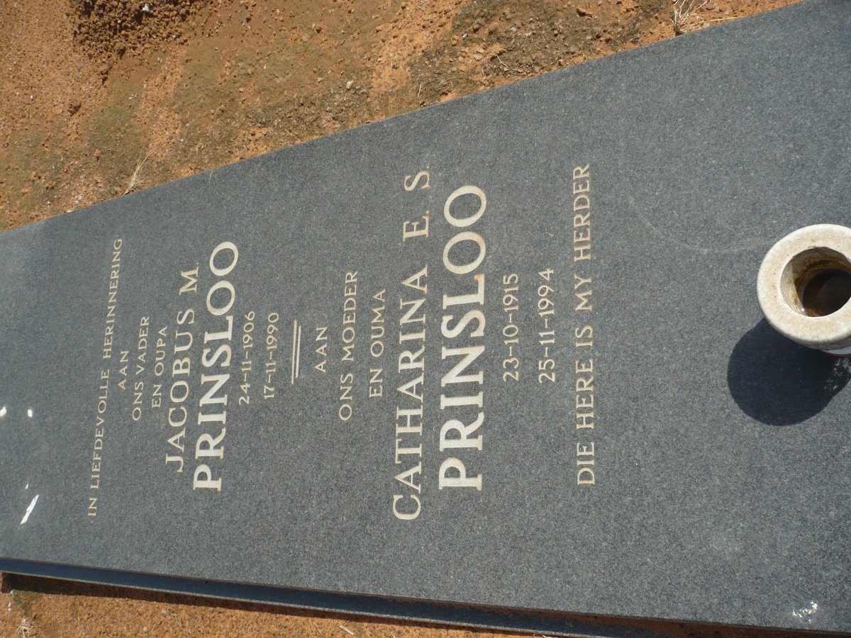 PRINSLOO Jacobus M. 1906-1900 &amp; Catharina E.S. 1915-1994