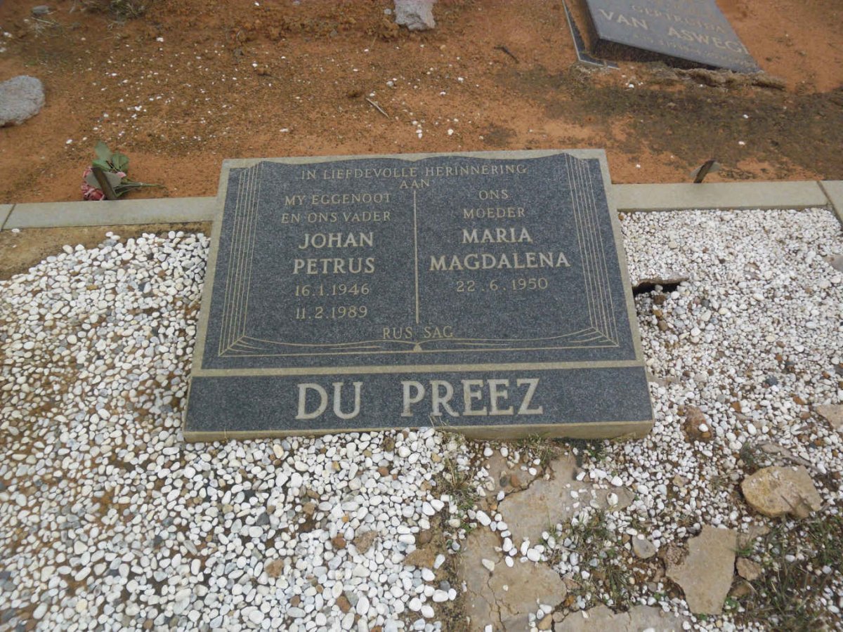 PREEZ Johan Petrus, du 1946-1989 &amp; Maria Magdalena 1950-