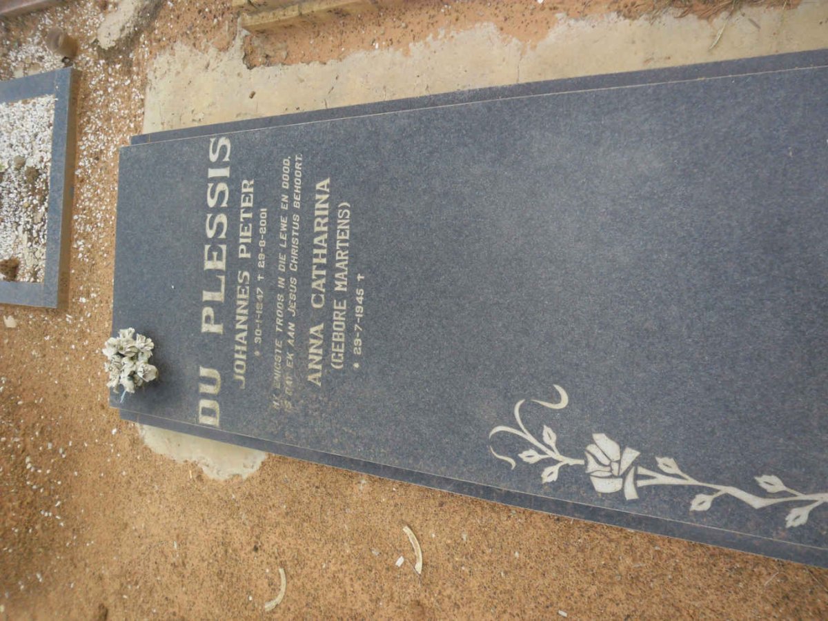 PLESSIS Johannes Pieter, du 1947-2001 &amp; Anna Catharina MAARTENS 1945-