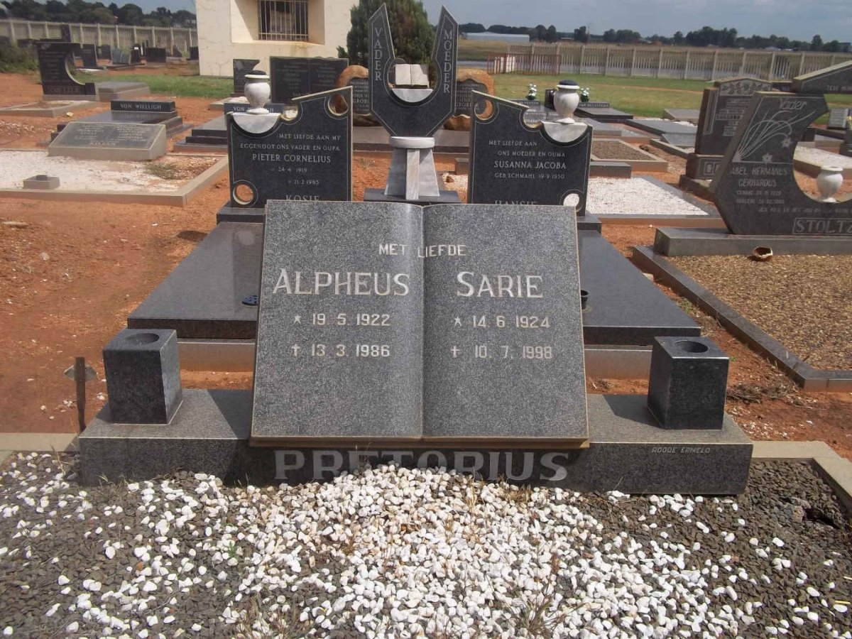 PRETORIUS Alpheus 1922-1986 &amp; Sarie 1924-1998