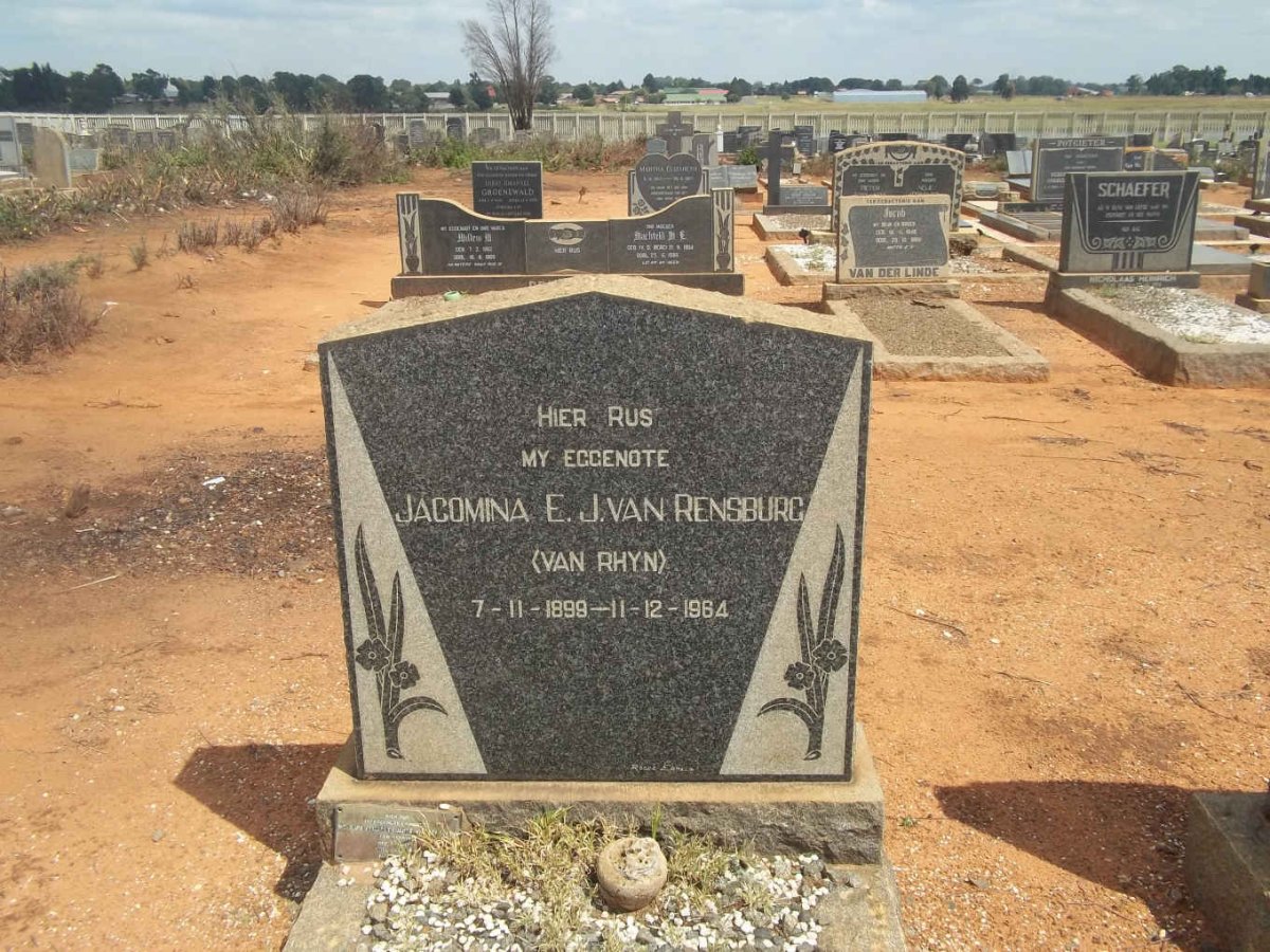 RENSBURG Jacomina E., J. van nee VAN RHYN 1899-1964