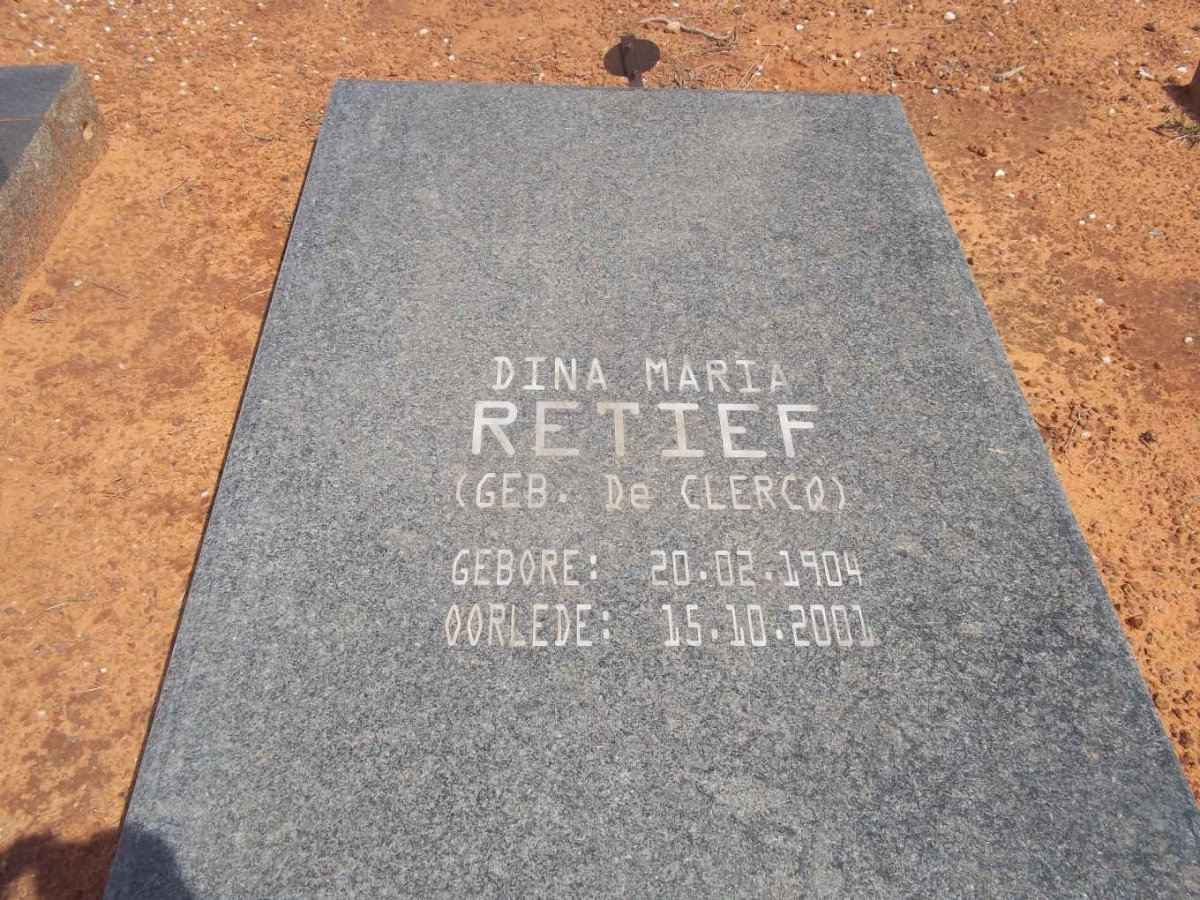 RETIEF Dina Maria nee DE CLERCQ 1904-2001
