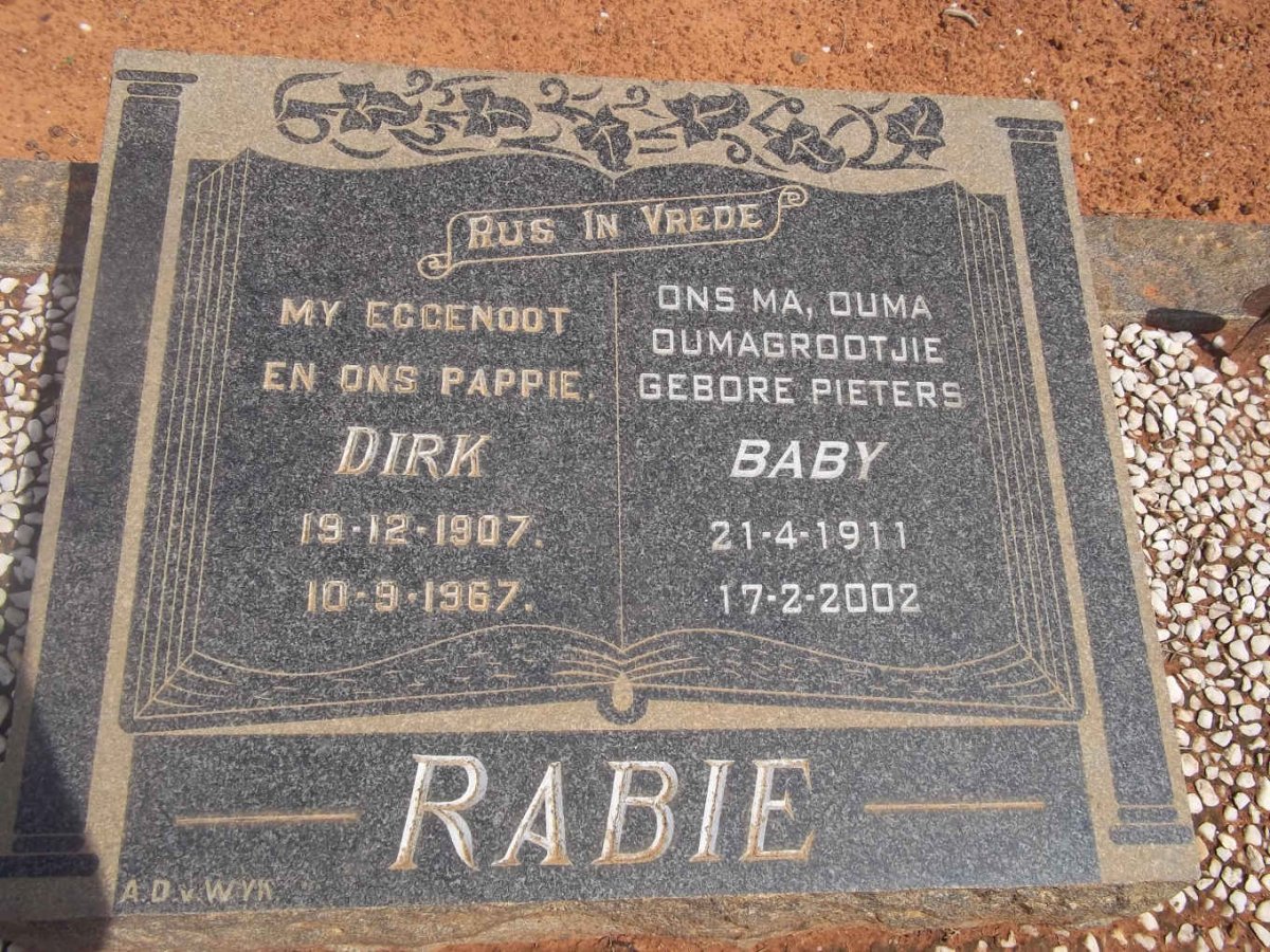 RABIE Dirk 1907-1967 &amp; Baby PIETERS 1911-2002