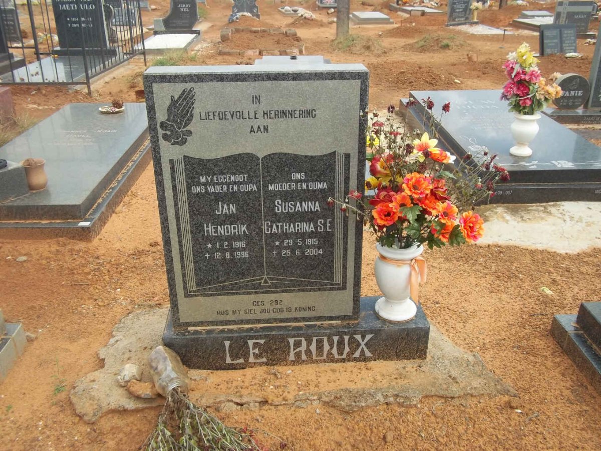 ROUX Jan Hendrik, le 1916-1996 &amp; Susanna Catharina S. E. 1915-2004
